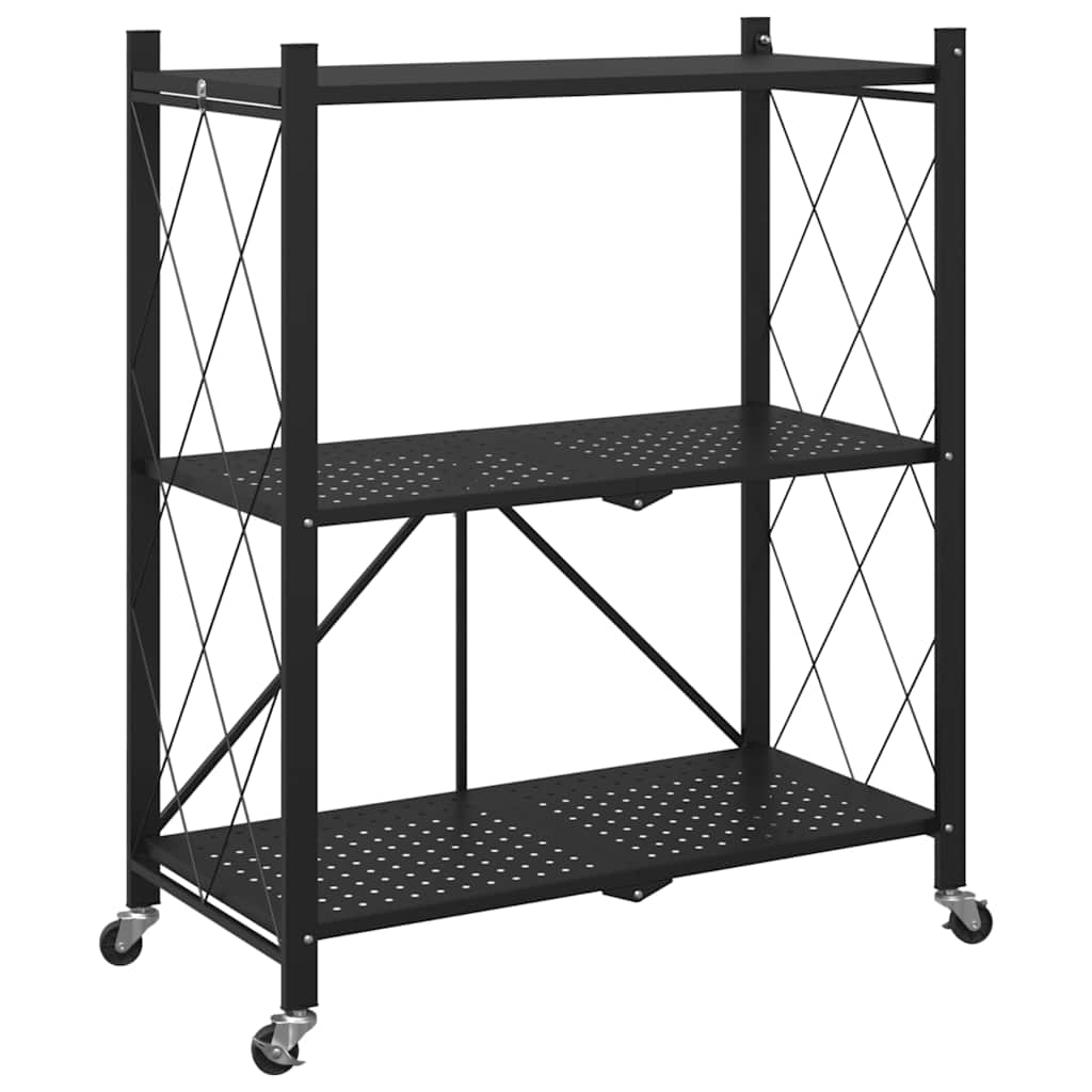 Vidaxl Regał Magazynowy Z Kółkami, Czarna ,71X34X88 Cm, Stal