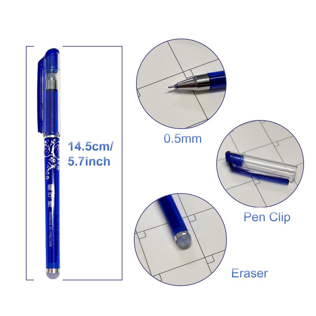 8Pcs Erasable Pens 0.5mm, Fine Ballpoint Blue&Black Ink Pens, Smooth Writing Gel Pen for Drawing Writing