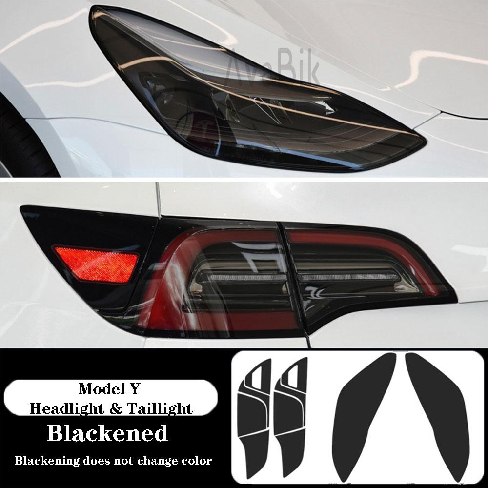 PPF Headlight & Taillight Film For Tesla Model Y 2016- Black Transparent Anti-scratch Self-healing TPU Protection Stickers