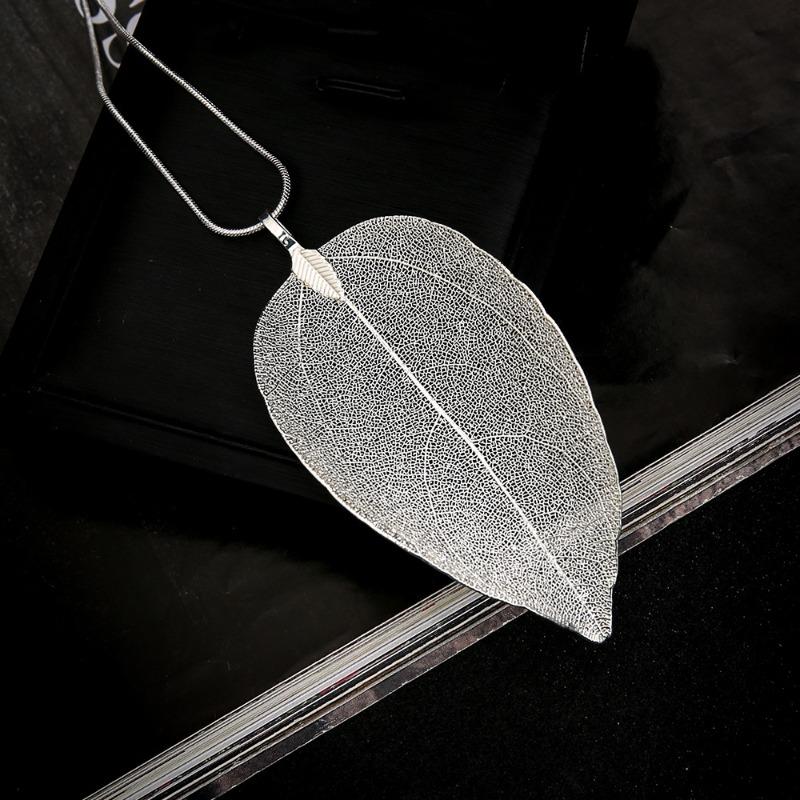 Eenvoudige Persoonlijkheid Natuurlijk Imitatie Blad Specimen Hanger Lange Slangenhanger Ketting voor Vrouwen Retro Creatief Sieraden Accessoire