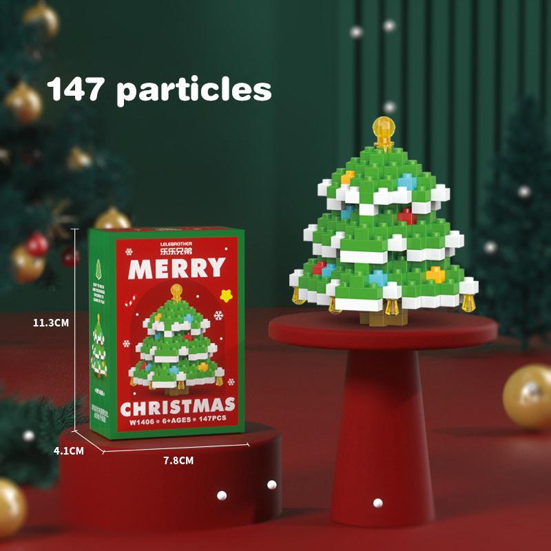 Christmas Gifts Micro Building Block Series Santa Claus Reindeer Puzzle Assembling Bricks Table Decoration Toys Children Kids