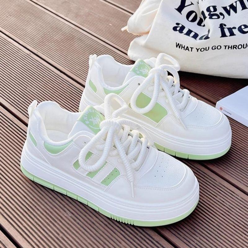 Women's Thick Soled Sneakers Fashion Flat Shoes Lace Thin Soled Small White Shoes Zapatillas De Deporte Zapatillas Mujer