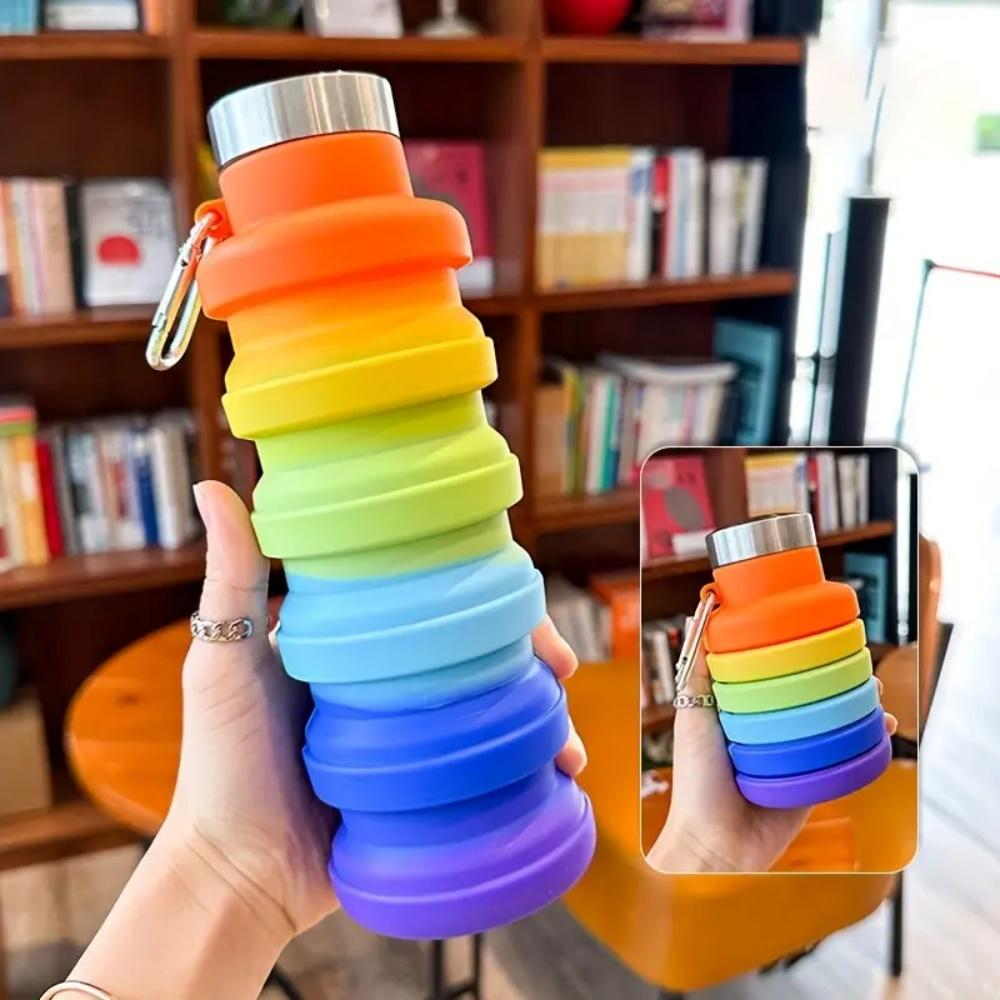 Collapsible Water Bottle, Reuseable BPA Free Silicone Foldable Bottles Portable Hiking Cup For Outdoor Mountaineering Tours