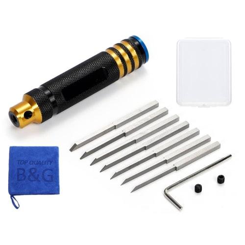 

Sharp, clean-cut chisels, set of 7, for Gunpla, Mini 4WD, figures, plastic models, molds, panel lines, carving, and modeling. Line chisels and scraper