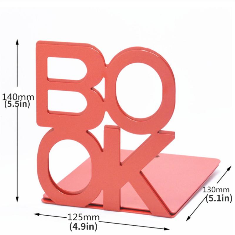 2pcs Bookend Book Stand Support Sample Bookend Iron Desktop Art Non Slip Rack Shelf Holder School Stationery Office Accessories