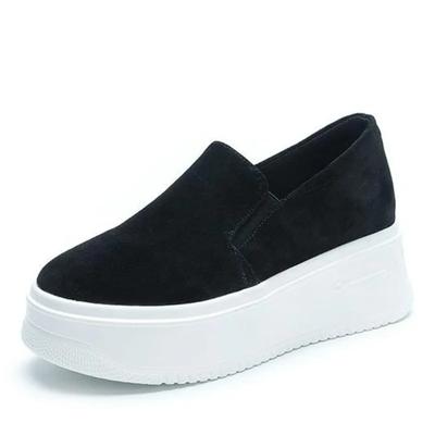 8CM Genuine Leather Autumn Spring Platform Wedge Flats Breathable Sneaker Chunky Casual Women Loafers Moccasins Shoes