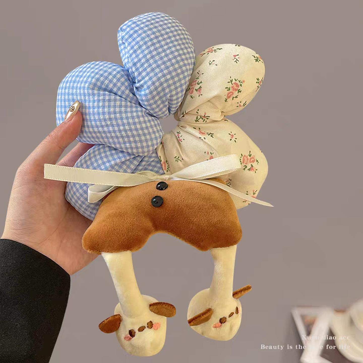 

1pc cute cartoon animal flower large intestine scrunchie, cotton three-dimensional puppy head rope little yellow duck hair rope