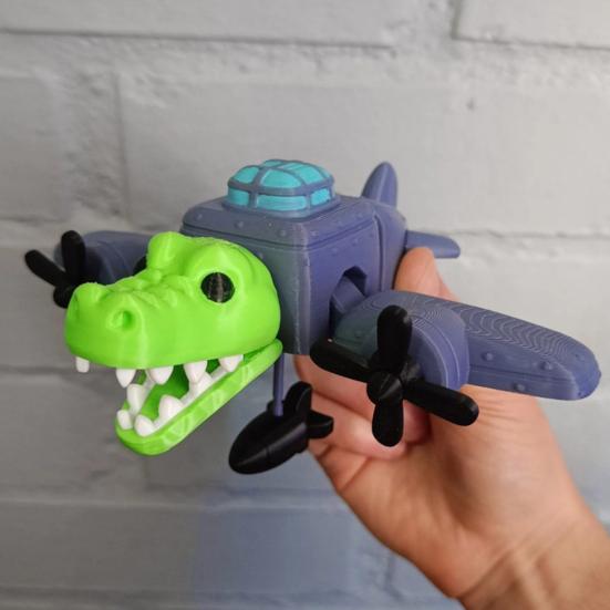 3D Printed Crocodile Ornament Portable Animal Fidget Toy Flexible Bomber Crocodile Stress