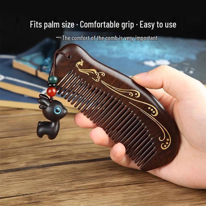 Black Ebony Wood Comb Gift Set