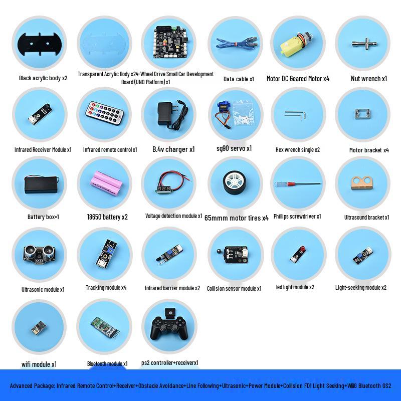 

Arduino Programming Smart Car Kit - Obstacle Avoidance & Bluetooth Remote for Maker Projects