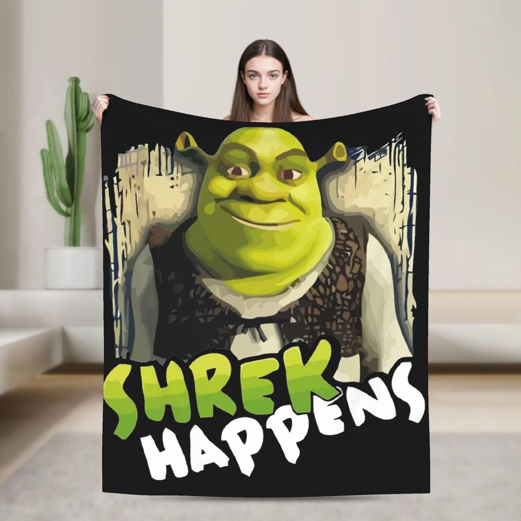 Shreks Donkey Cartoon Movie Blanket Fleece Spring/Autumn Multifunction Lightweight Throw Blanket for Bed Car Rug Piece