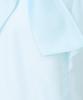 Mishmash Short Sleeve Blouse with Ruffles and Sheer Bow Blue Women's Tie,