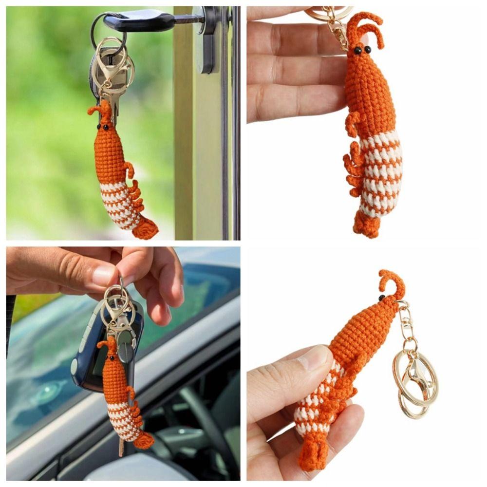 Key Decoration Knitted Shrimp Pendant Soft And Comfortable Shrimp Doll Keyring Car Keyring