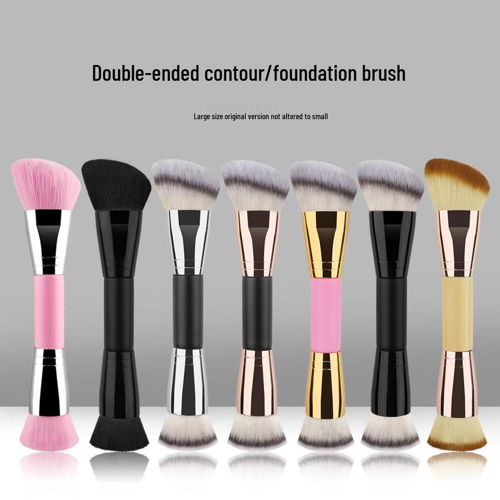 Doppelendiger Foundation- & Concealer-Pinsel: Angeschrägter Konturpinsel für Puder & Tragbares Make-up
