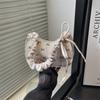 Casual Bow Women Corduroy Shoulder Bags Lightweight Portable Ladies Underarm Bag Saimple Female Pleated Strap Handbags Purse