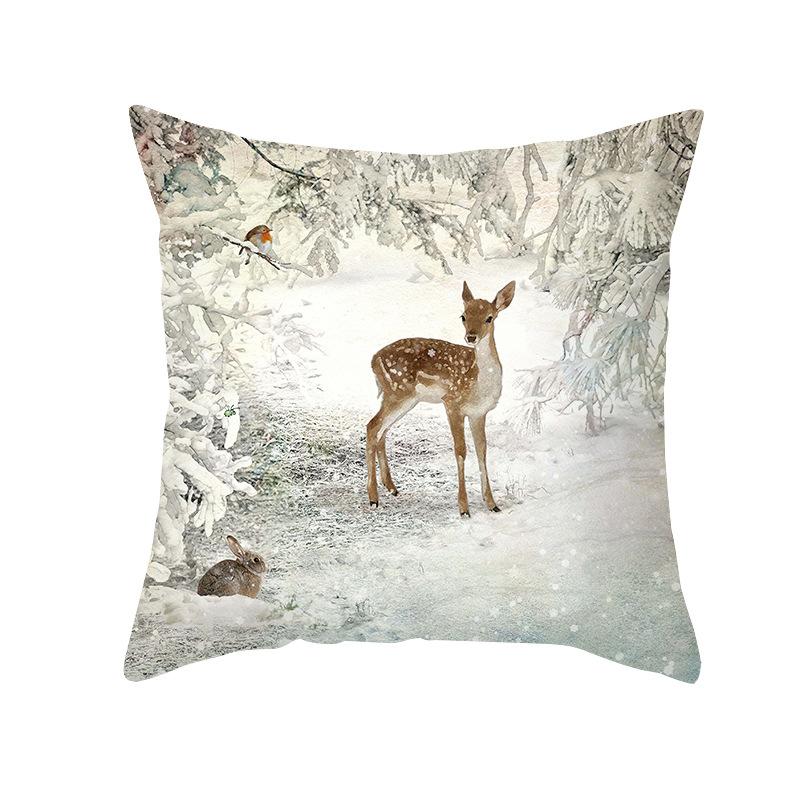 Merry Christmas Atmosphere Snowman Fox Animal Print Pattern Cushion Cover Home Living Room Sofa Decoration Pillow Pillow Cover