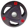 Rubber Coated Large Hand Grip Barbell Plate, Three-Hole Design - Eco-Friendly Cast Iron for Olympic Bar