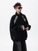 Men's Winter Patchwork Stand Collar Hoodie - Trendy Striped Casual Jacket