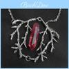 Modischer Gothic Schmuck Mit Rotes Quarz Kristall Baum Zweig Anhänger Für Männer Frauen