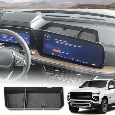 Mittelkonsolenablage Aufbewahrungsorganizer für 2025 Chevy Suburban Tahoe Hinter dem Bildschirm 17,7-Zoll Touch Armaturenbrett Aufbewahrung Auto Box
