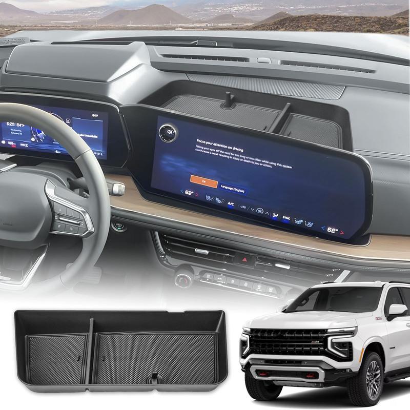 Center Console Tray Storage Organizer for 2025 Chevy Suburban Tahoe Behind Screen 17.7-inch Touch Dash Board Storage Car Box