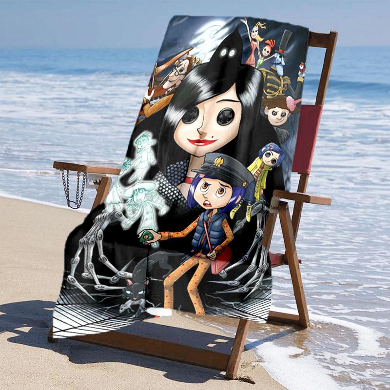 Ultra-Soft Beach Towel with Coraline Theme,Ideal for Pool - Camping, Diving - Perfect Travel Essential, Vibrant Beach Towel.