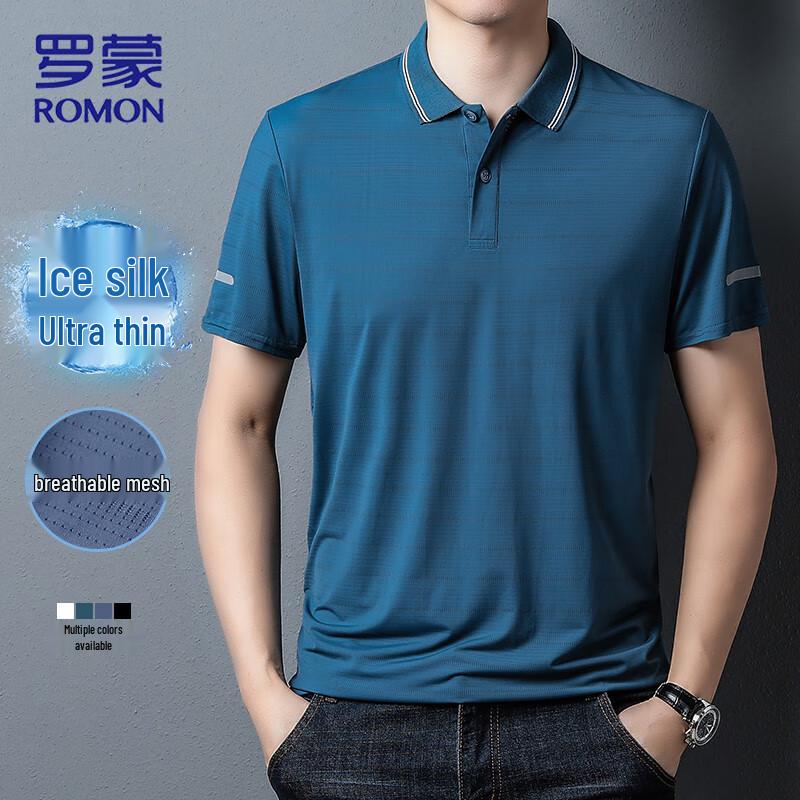 ROMON Men's Ice Silk Quick-Dry Polo Shirt