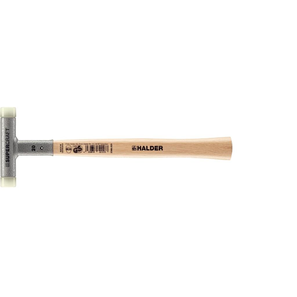 HALDER Shockless Recoilless Supercraft Hammer Hickory Handle Nylon Diameter 20 (White) 3366.020