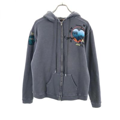 BIG BIGGER BIGGEST Made In USA Long Sleeve Zip Hoodie 3 Gray Back Brushed Men's Used