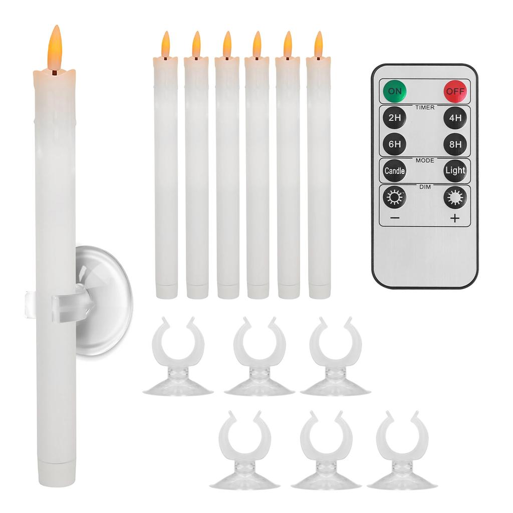 6/12 Buc. Lumânări de Fereastră cu Ventuze Lumânare Electronică LED Pâlpâitoare Sfeșnice de Crăciun Lumânări LED Conice Fără Flacără