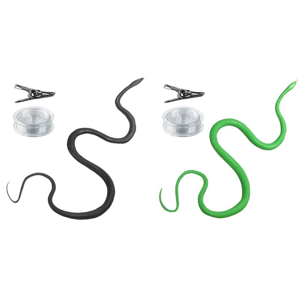 47.2 Inch Funny Large Realistic Rubber Snake Prank with String Clip Fake Snake Model Halloween Tricky Toy for Garden Kids Toys