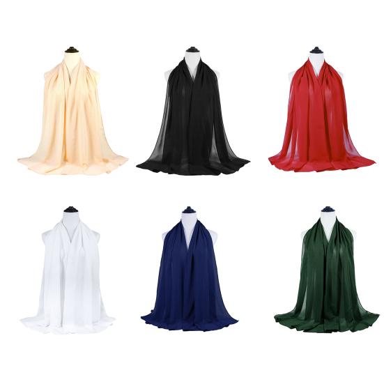 Damen Kopftuch Einfarbig Glänzend Gekreppter Chiffon Schal Atmungsaktives Wickeltuch Turban