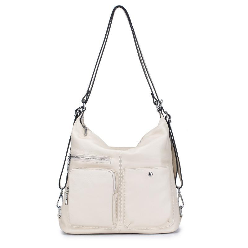 Multi-purpose Backpack Female Genuine Leather Female Baotou Layer Cowhide Bag Fashion Single Shoulder Oblique Span Bag Large Capacity