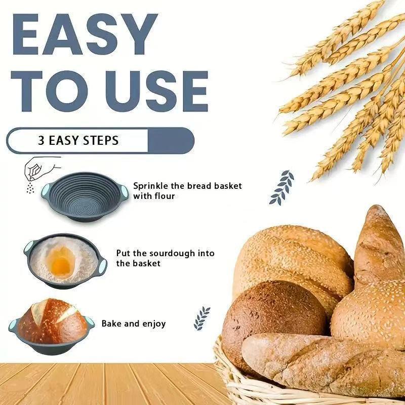 European Style Silicone Bread Fermentation Basket, Foldable Imitation Rattan Dough Fermentation Bowl.