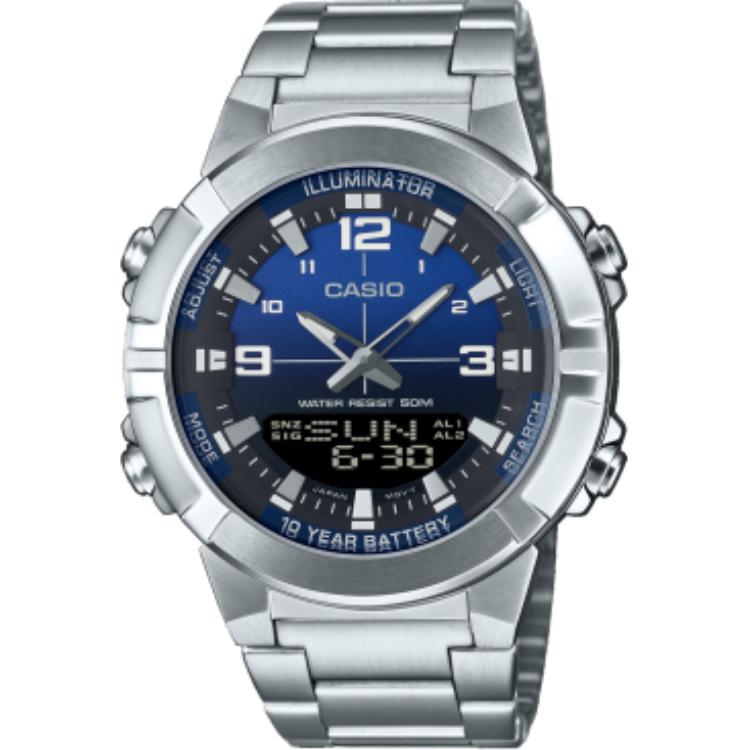 CASIO Quartz Movement Stainless Steel Strap Watch Unisex Blue Dial AMW-870DA-2A1V Blue Dial