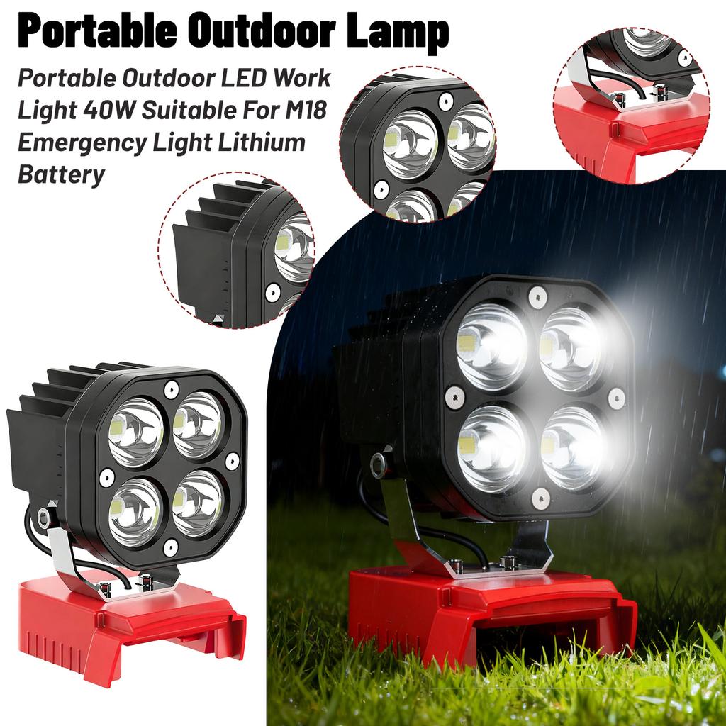 Portable Outdoor LED Work Light with Four High-Intensity LEDs Adjustable Mounting Bracket Durable Housing for Construction Camping and Emergency Use