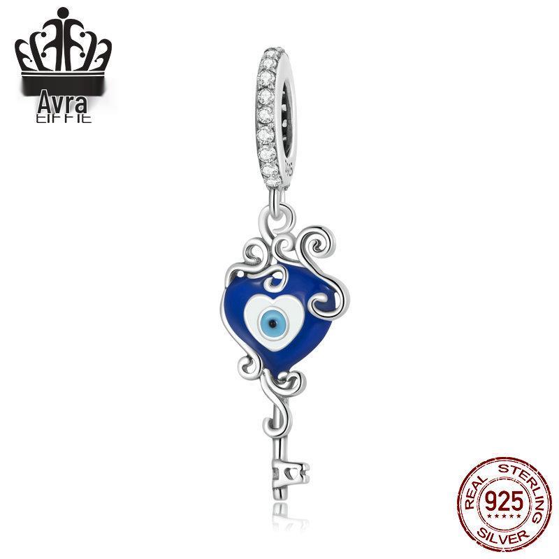 Avle S925 Sterling Silver Devil Eye Bracelet with Oil Drip Beads