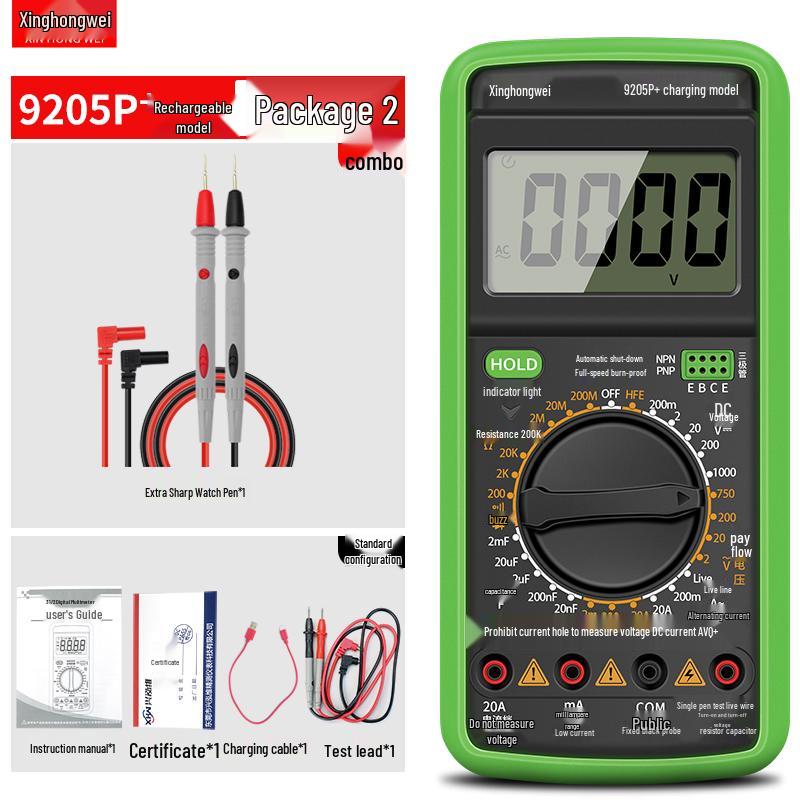 High-Precision DT9205 Digital Multimeter with Anti-Burn Protection for Electricians
