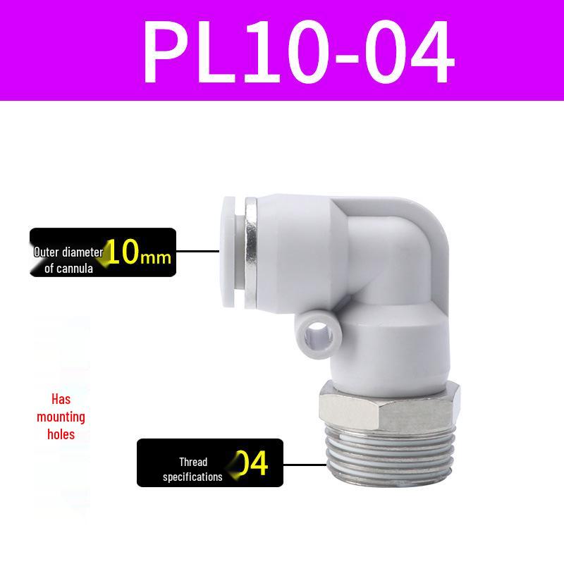 Premium White Male Thread Elbow PL8-02 Pneumatic Connector, 4-M5/6-01/10-03/12-04 Air Tube