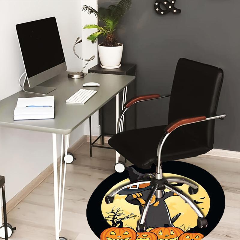 

1pc Office Carpet Chair Mats Halloween Dabbing Dog with Pumpkins Perfect for Decorating Office Chairs, Living Rooms, Or Bedrooms 80cm
