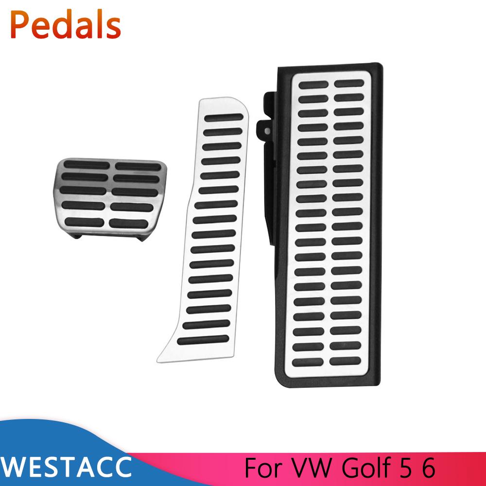 Bilpedaldeksel for VW Golft 5 6 Tiguan Touran for Skoda Octavia A5 LHD Rustfritt stål Akselerator Gass Bremse Clutch Hvile