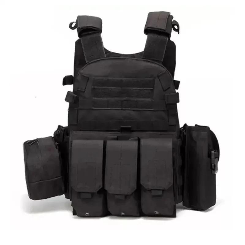 

Дитячий камуфляжний тактичний жилет Нейлоновий бронежилет-носій плит Бойові жилети для полювання Дитяче спорядження для тренувань на відкритому повітрі, воєнних ігор, страйкболу чорний