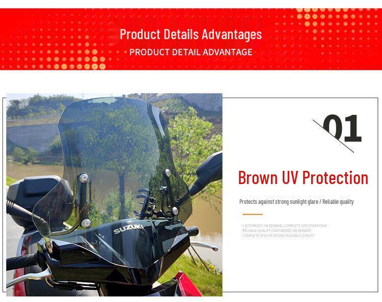 E5G Suitable for Suzuki UY125 Motorcycle Scooter Windshield Glass Front Shield