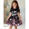 Girls Dresses Vintage Sequin Print Summer Short Sleeve Dress Children's Birthday Gift Toddler Costume Elegant Frocks