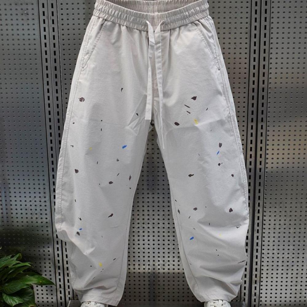 Summer New Fashion Brand Long Colorful Paint Spots Washed Straight-cut Curved Blade Pants Versatile Casual