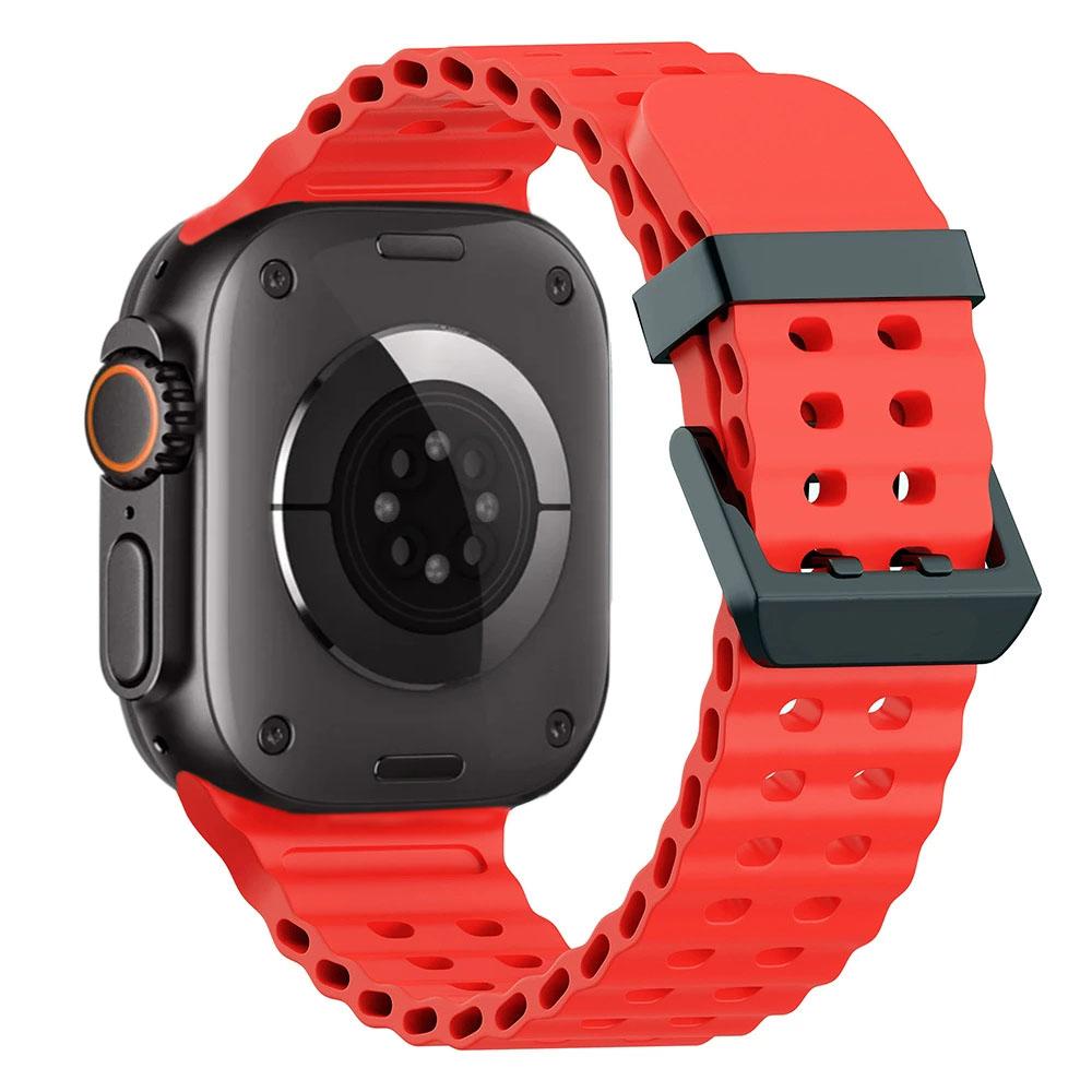 Ocean Silicone+Metal Buckle Strap For Apple Watch Band Ultra 3/2 49mm Sport Bracelet iWatch 11 10 9 8 7 6 SE 46mm 45mm 44mm Belt