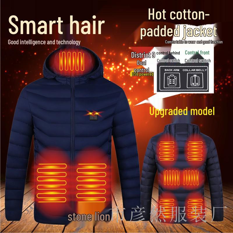 Dual-Control Hooded Heated Jacket with Three-Speed Intelligent Temperature Heating
