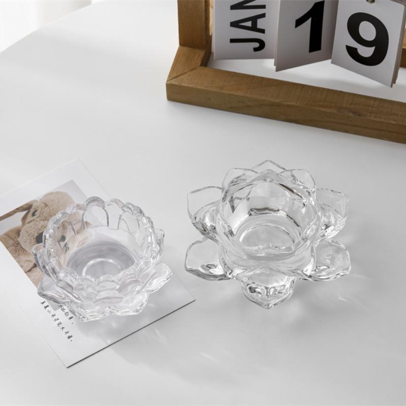 Modern Minimalist Chinese Lotus Glass Candle Holder Home Decor Scented Aromatherapy Vase