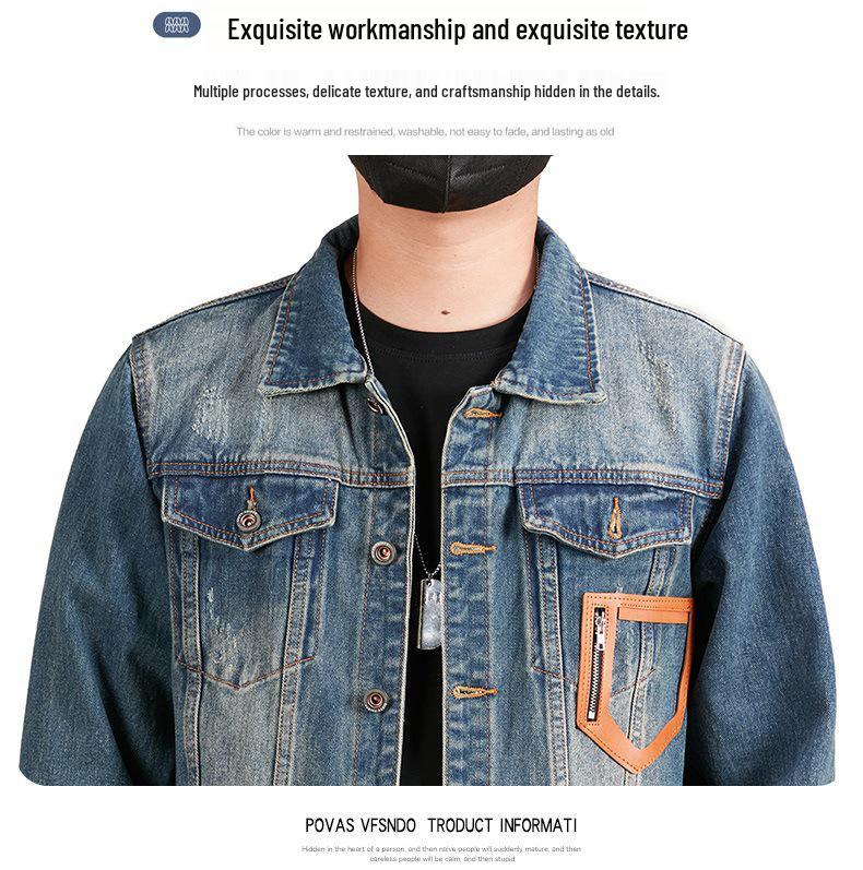 Men's Xintang Embroidered Denim Jacket | 2025 Trendy Loose Retro Workwear for Spring & Autumn