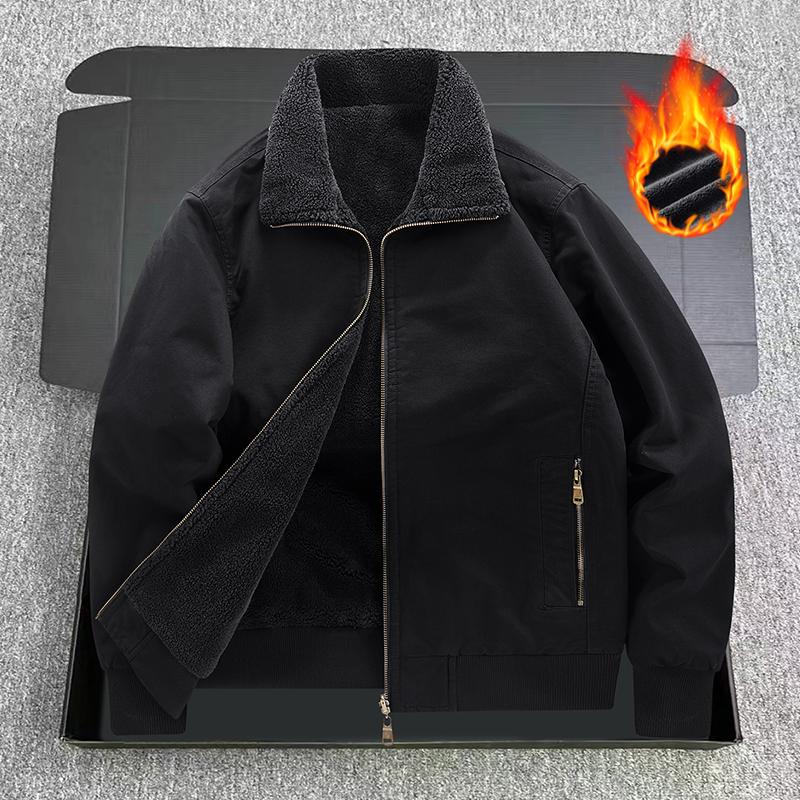 Men's Velvet Jacket, Reversible Cotton Jacket, Velvet Thickened Jacket, Outdoor Casual Lapel Top For Men